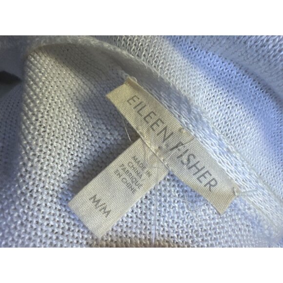 Eileen Fisher Light Gray Open-Front Short Sleeve Linen Cardigan Size M - Picture 8 of 9